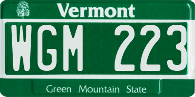 VT license plate WGM223
