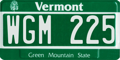 VT license plate WGM225