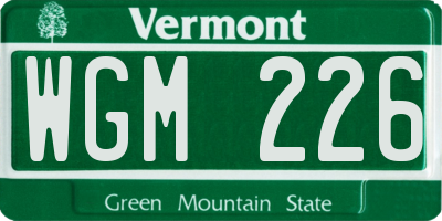 VT license plate WGM226
