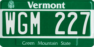 VT license plate WGM227