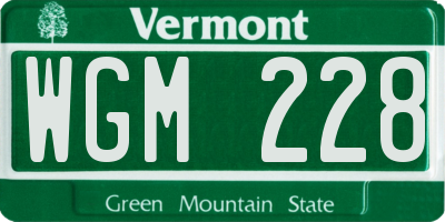 VT license plate WGM228