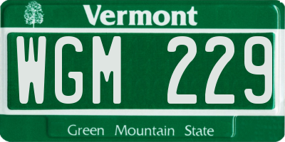 VT license plate WGM229