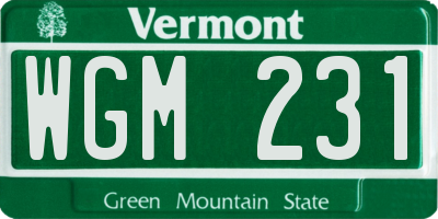 VT license plate WGM231