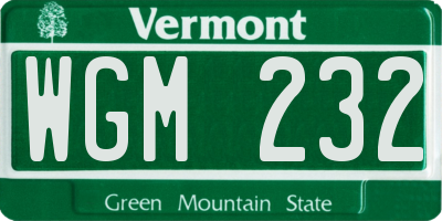 VT license plate WGM232