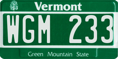 VT license plate WGM233