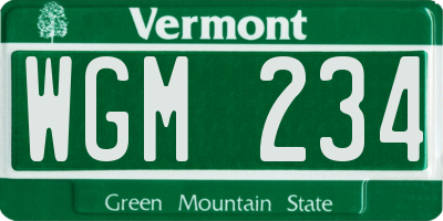 VT license plate WGM234