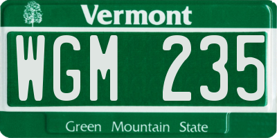 VT license plate WGM235