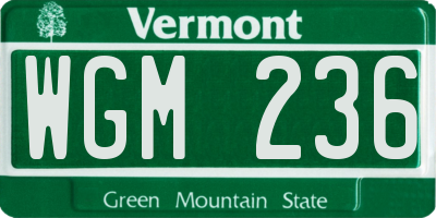 VT license plate WGM236
