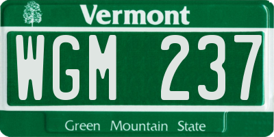 VT license plate WGM237