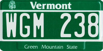 VT license plate WGM238