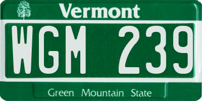 VT license plate WGM239