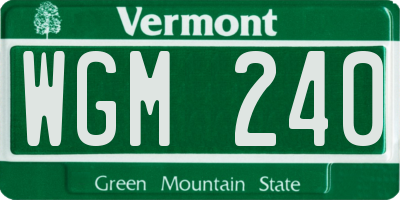 VT license plate WGM240