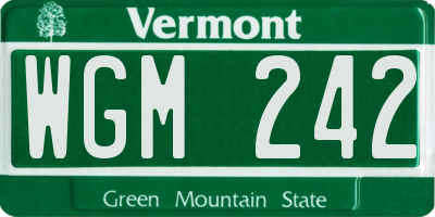 VT license plate WGM242