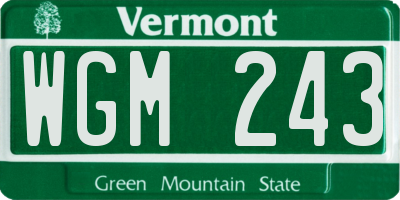 VT license plate WGM243