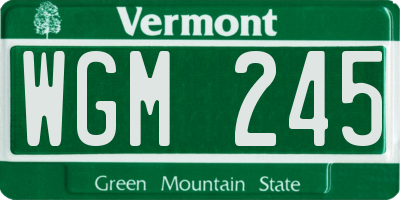 VT license plate WGM245