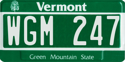 VT license plate WGM247