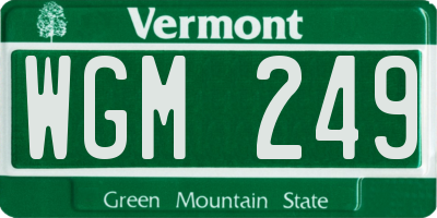 VT license plate WGM249