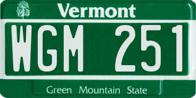 VT license plate WGM251