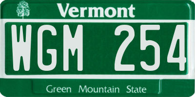VT license plate WGM254