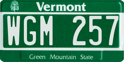 VT license plate WGM257