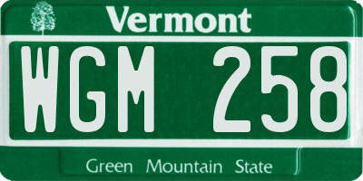VT license plate WGM258
