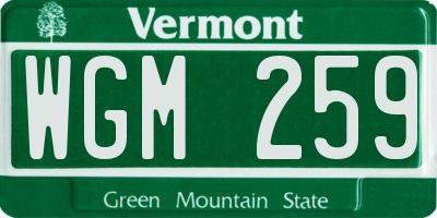 VT license plate WGM259