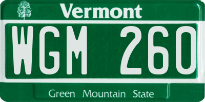 VT license plate WGM260