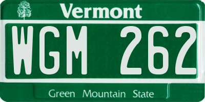 VT license plate WGM262
