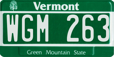 VT license plate WGM263