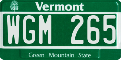 VT license plate WGM265