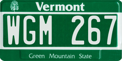 VT license plate WGM267