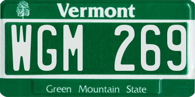 VT license plate WGM269