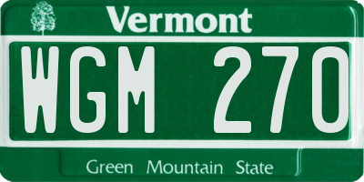 VT license plate WGM270