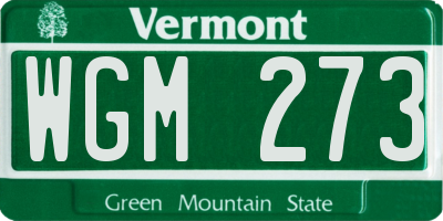 VT license plate WGM273