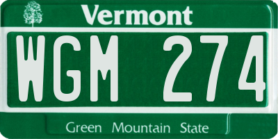 VT license plate WGM274