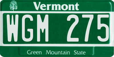 VT license plate WGM275