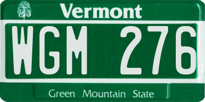 VT license plate WGM276