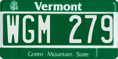 VT license plate WGM279