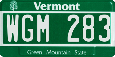 VT license plate WGM283