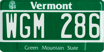 VT license plate WGM286