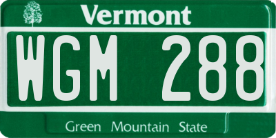 VT license plate WGM288