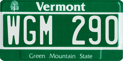 VT license plate WGM290
