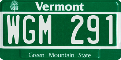 VT license plate WGM291