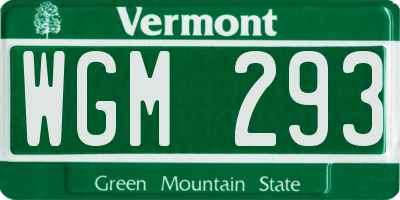 VT license plate WGM293