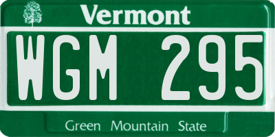 VT license plate WGM295