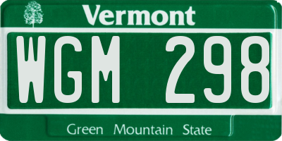 VT license plate WGM298