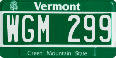 VT license plate WGM299