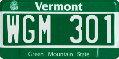 VT license plate WGM301