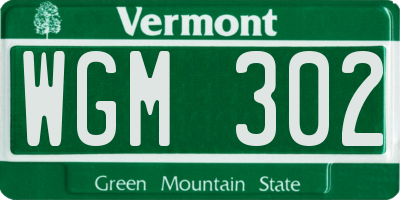 VT license plate WGM302