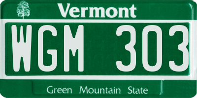 VT license plate WGM303